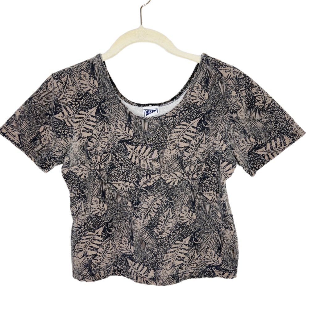Vintage 90s Y2k Palms Print Crop Top Small Summer Skate Palm Trees Cropped